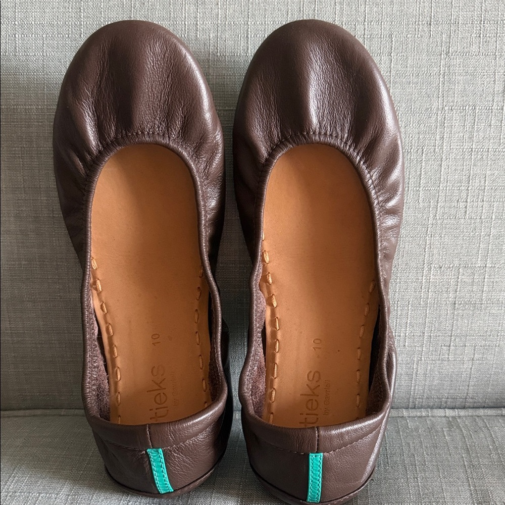 Tieks Chocolate Brown Leather Ballet Flats - Size 10